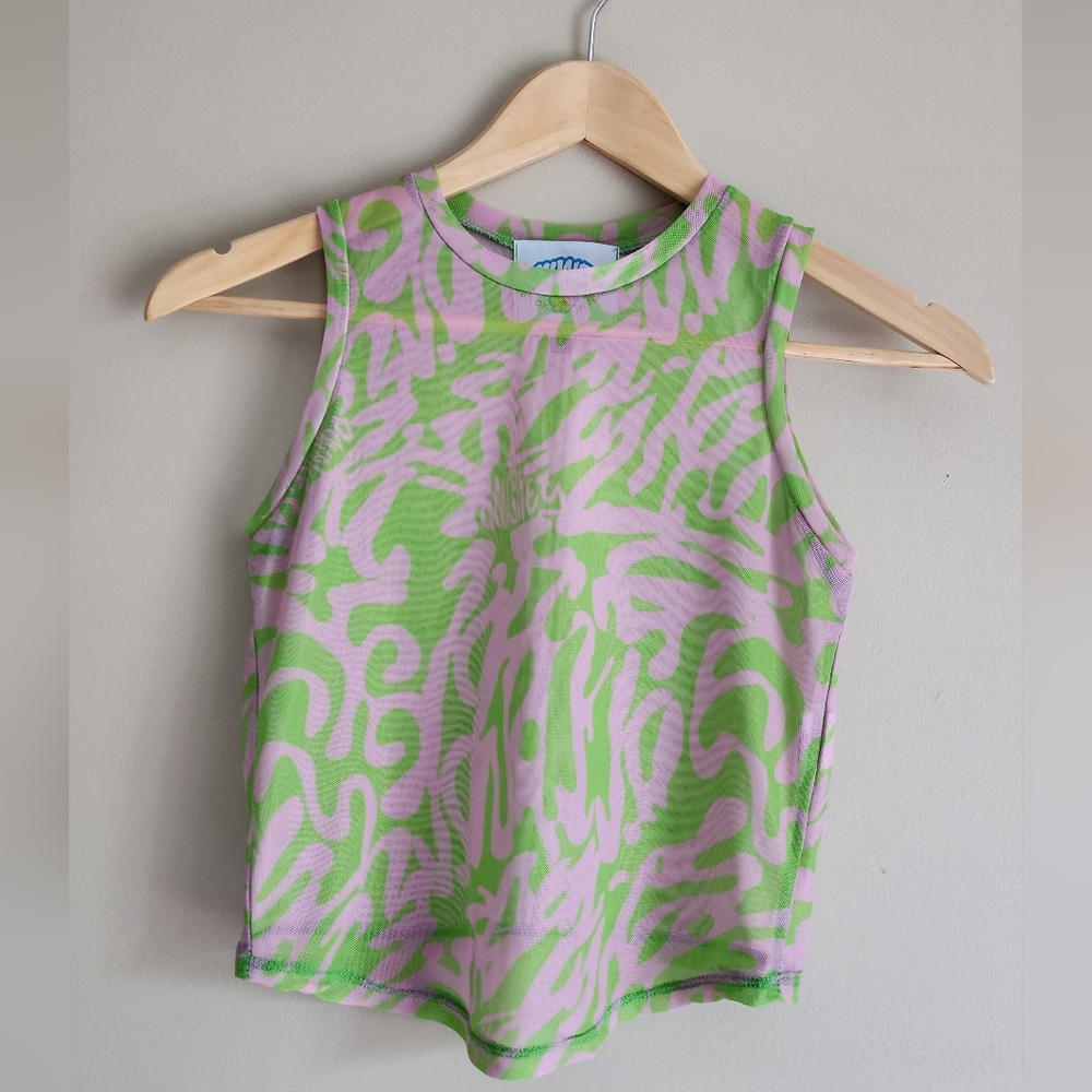 Lime/Pink Omighty Sheer Tank Size S
